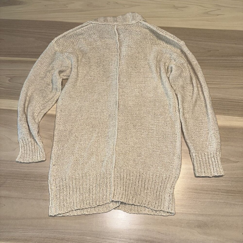 James Perse Cream Shawl Collar Knit Linen Blend Cardigan Women's 0 X-Small XS - Picture 7 of 7